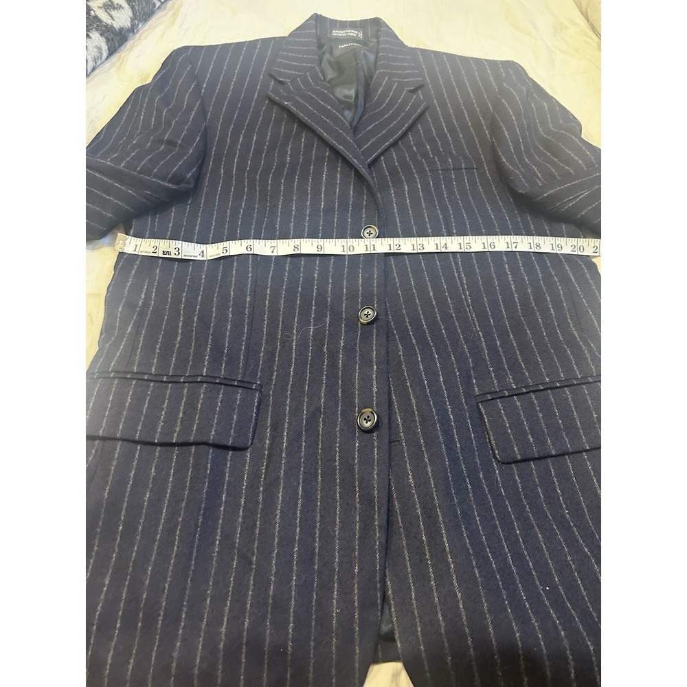 NAUTICA Men's Sz 40L Navy Pin Stripe 100% Wool Sport Coat Jacket Double Vented - Picture 10 of 11